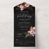 秋オールインワンダークMoodyフローラブラックボホRSVP オールインワン招待状 (内側)