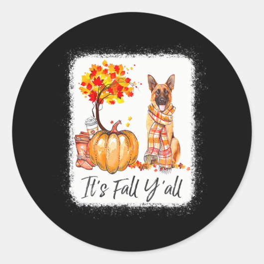 秋オールドイツの羊飼い犬ハロウィーン ラウンドシール (正面)