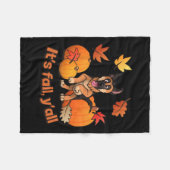 秋オールドイツシェパードパピー フリースブランケット (正面(横))