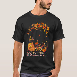 秋オールブルドッグフランスのバイクパンプキンスパイス Tシャツ