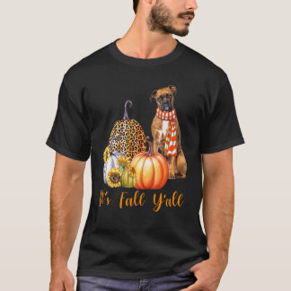 秋オールボクサードッグleopardパンプキン秋 tシャツ
