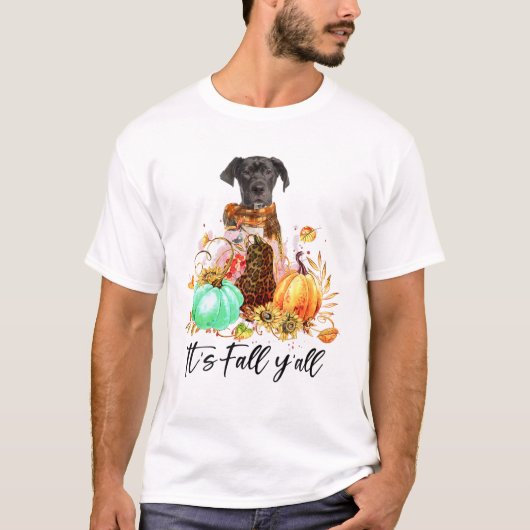 秋オール – グレートダン愛犬家秋の海 Tシャツ (正面)