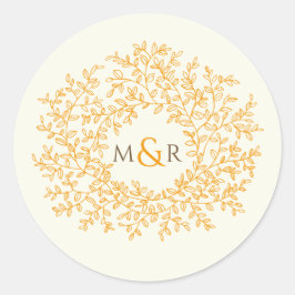 秋オ葉レンジオレンジオンオフ白結婚モノグラム ラウンドシール