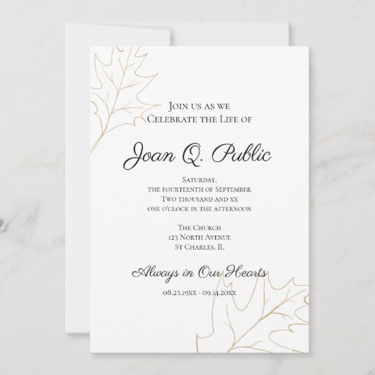 秋オ離れークお祝い 招待状 (正面)