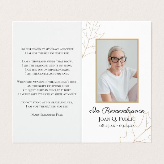 秋オ離れークズ葬祭記念祈りの言葉 名刺 (外部フラット)