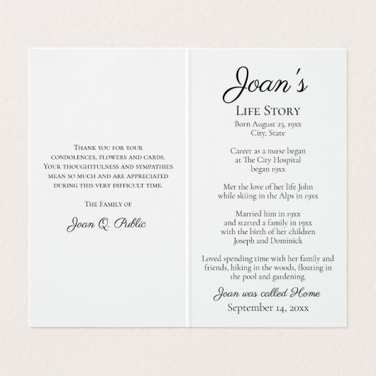 秋オ離れークズ葬祭記念祈りの言葉 名刺 (内部フラット)