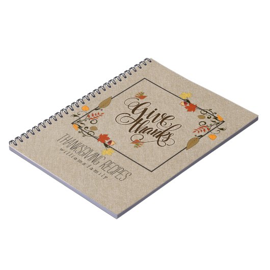 秋カエデのリーフ与えフレ感謝していーム文字デザイン ノートブック (左側)