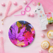 秋カエデの木の葉カラフル紫オレンジ ペーパープレート (パーティー)