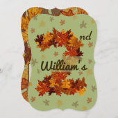 秋カエデの葉（オレンジブラウン） 2歳の誕生日 招待状 (正面/裏面)