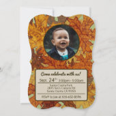 秋カエデの葉（オレンジブラウン） 2歳の誕生日 招待状 (裏面)