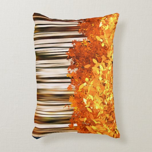 秋カエデ樹林秋の森オレンジグレー アクセントクッション (正面(垂直))