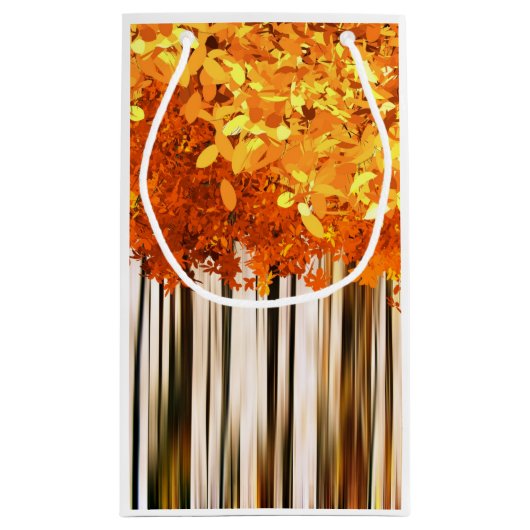 秋カエデ樹林秋の森オレンジグレー スモールペーパーバッグ (裏面)