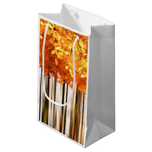 秋カエデ樹林秋の森オレンジグレー スモールペーパーバッグ (正面アングル)