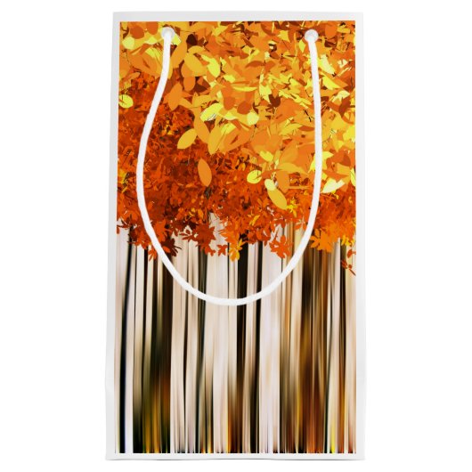 秋カエデ樹林秋の森オレンジグレー スモールペーパーバッグ (正面)