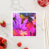 秋カエデ葉カラフル秋ピンク紫 スタンダードカクテルナプキン (インサイチュ)