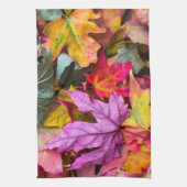 秋カエデ葉リカラフル秋自然 キッチンタオル (縦)