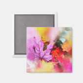 秋カエデ葉水彩秋パステル マグネット (正面/裏面)