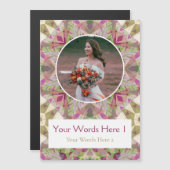 秋カスタムグリーンピンクスター結婚ズサンキューカード マグネット招待状 (正面/裏面)