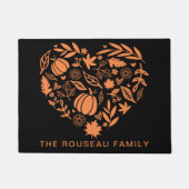 秋カスタムパンプキンズアンドフォレイジハート ドアマット (正面)