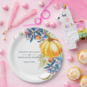 秋カスタムフローラパンプキ結婚ンズ ペーパープレート (パーティー)