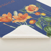 秋カスタム秋の水カラーオレンジフローラブルー シェルパブランケット (3/4)