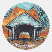 秋カバー橋ラウンドステッカー