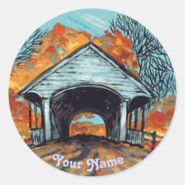 秋カバー橋ラウンドステッカー ラウンドシール