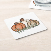 秋カボキンサンクスフルシンプル スクエアペーパーコースター (アングル)