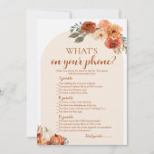 秋カボチャあなたの電話の赤ちゃんシャワーゲームに何がある 招待状 (正面)
