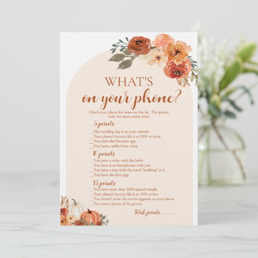 秋カボチャあなたの電話の赤ちゃんシャワーゲームに何がある 招待状 (スタンド正面)