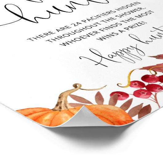 秋カボチャおしゃぶり狩りベビーシャワーゲーム ポスター (角)