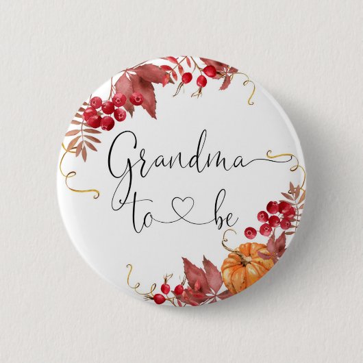 秋カボチャおばあちゃんボタン 缶バッジ (正面)