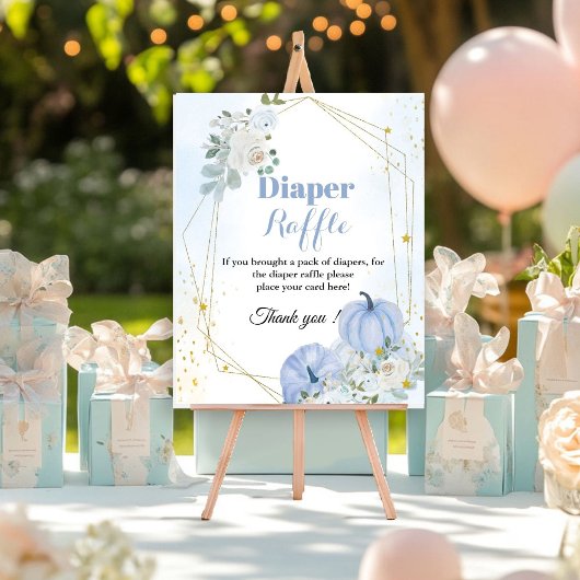 秋カボチャおむつラッフルボーイビーブシャワーサイン ポスター