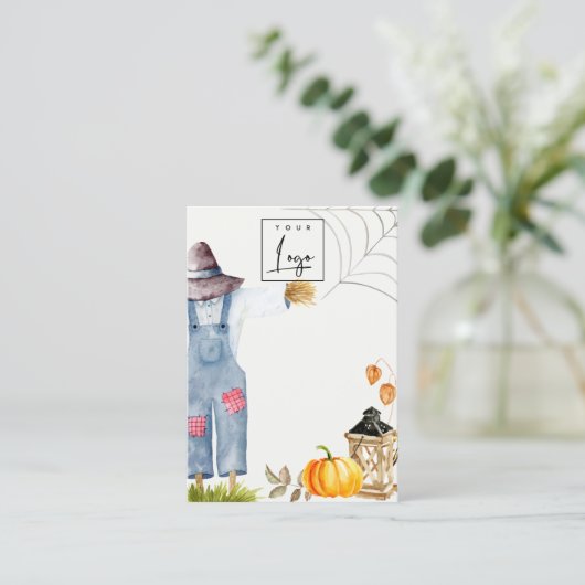 秋カボチャかかしロゴ空白のジュエリー表示 名刺 (スタンド正面)