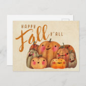 秋カボチャかわいいハロウィンサンクスギビング秋 ポストカード (正面/裏面)