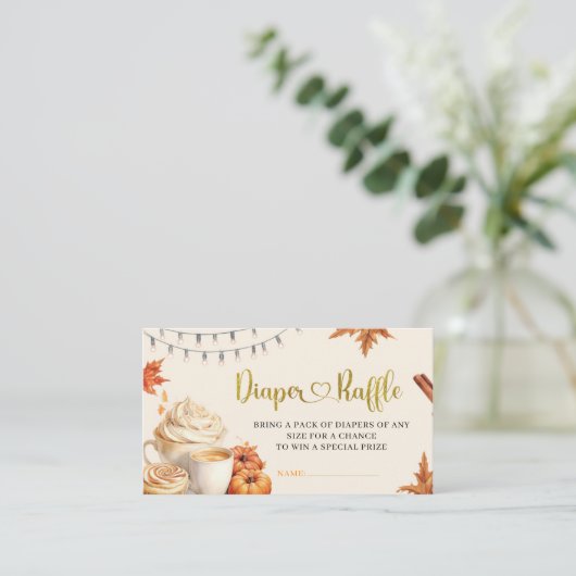 秋カボチャがコーヒーを醸造している離れ赤ん坊シャワー エンクロージャーカード (スタンド正面)