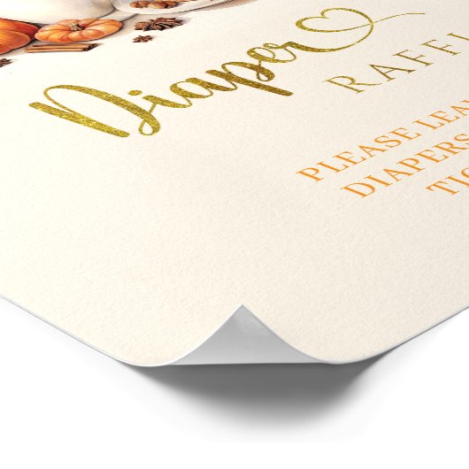 秋カボチャがコーヒーを醸造離れしているおむつラッフル ポスター (角)