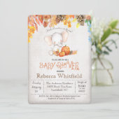 秋カボチャとゾウのベビーシャワー招待状 招待状 (スタンド正面)