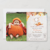 秋カボチャとゾウの誕生日招待状 招待状 (正面)