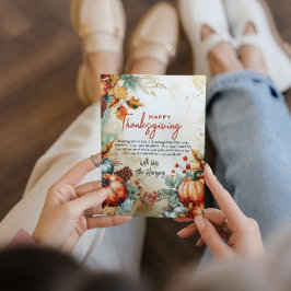 秋カボチャとパインコーン感謝祭カスタム シーズンカード