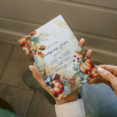 秋カボチャとパインコーン感謝祭 招待状