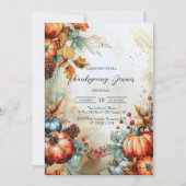 秋カボチャとパインコーン感謝祭 招待状 (正面)