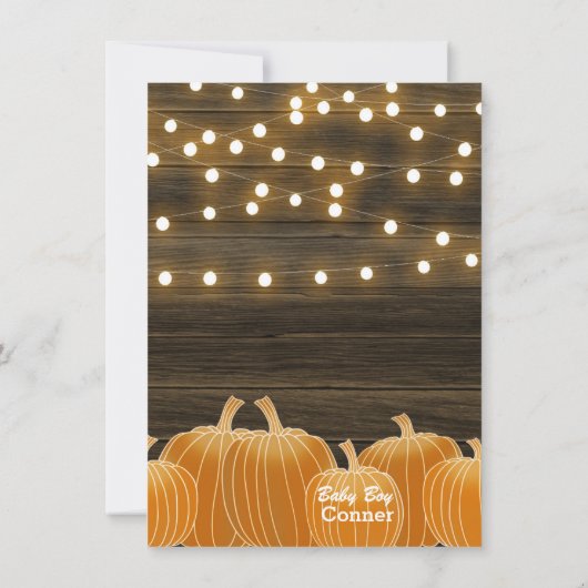 秋カボチャとライトが赤ちゃんのシャワーゲームを願う 招待状 (裏面)