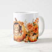 秋カボチャと子猫 ジャンボコーヒーマグカップ (正面右)