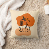 秋カボチャと抽象芸術オレンジのブロブ形状ギフト クッション (ブランケット)