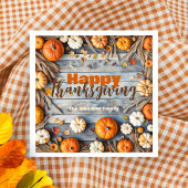 秋カボチャと離れウッド感謝祭 スタンダードカクテルナプキン