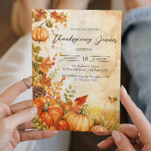 秋カボチャと離れ感謝祭ディナー 招待状