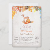 秋カボチャと鹿1歳の誕生日招待状 招待状 (正面)