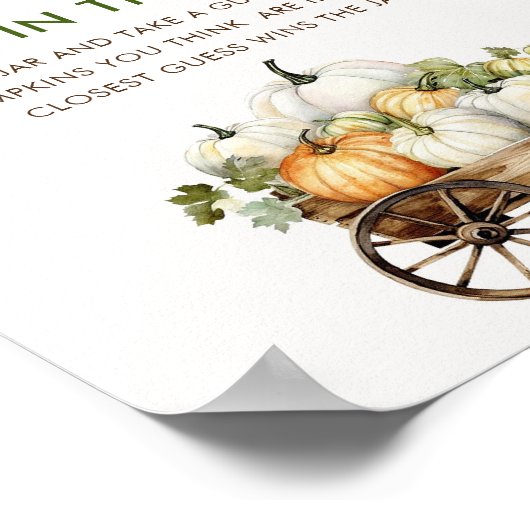 秋カボチャどのくらいの数カボチャ赤ちゃんシャワーゲーム ポスター (角)