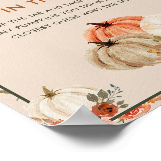 秋カボチャどのくらいの数カボチャ赤ちゃんシャワーゲーム ポスター (角)